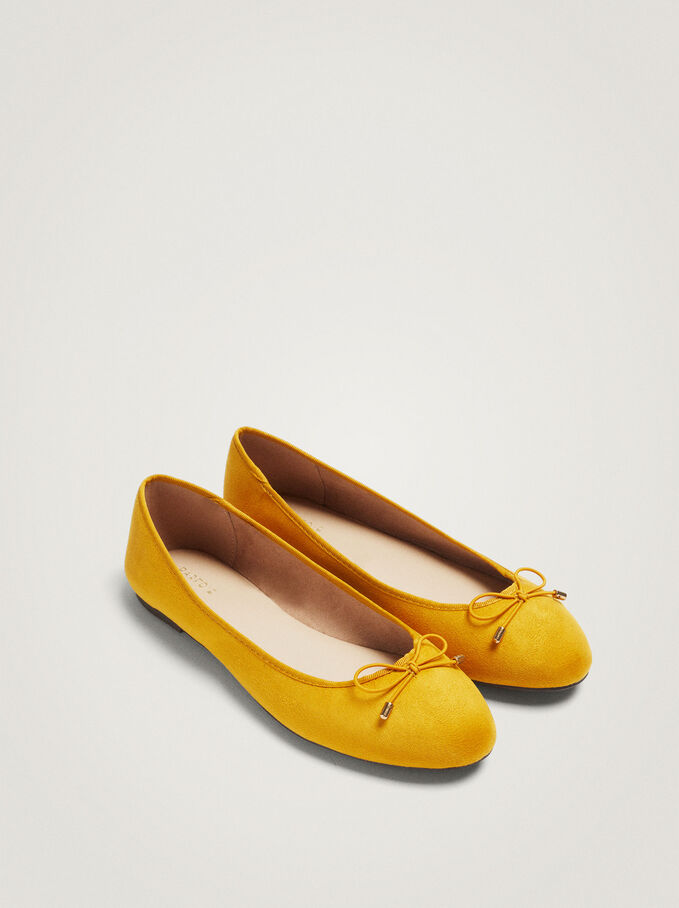 Ballerinas With Bow Detail, Mustard, hi-res