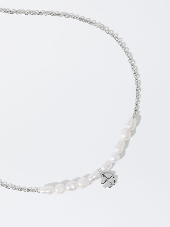 Verstellbares Armband Mit Perlen, Silber, hi-res
