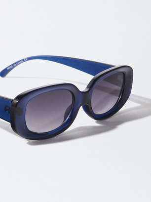 Ovale Sonnenbrille, Blau, hi-res