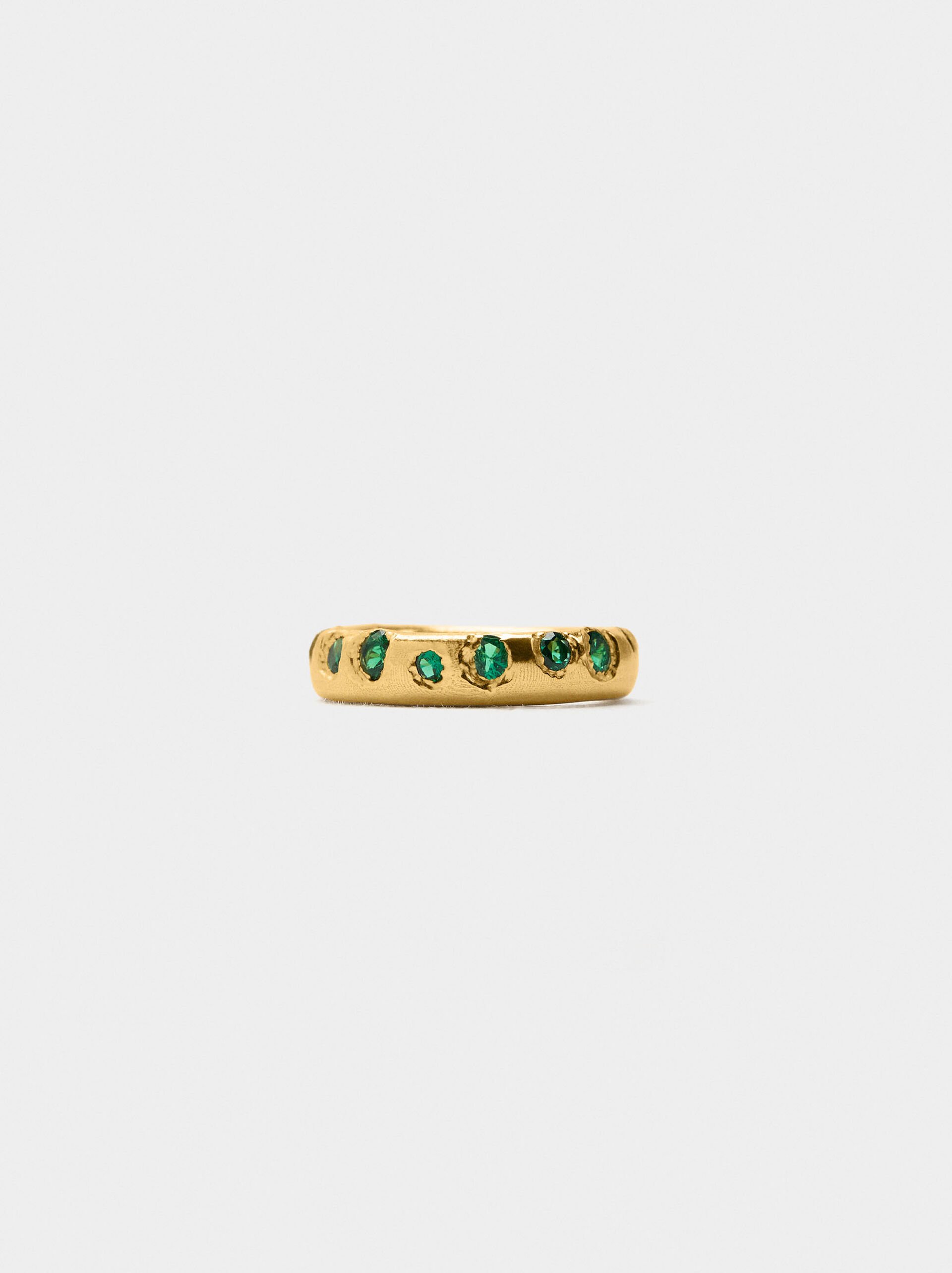 Irregular ring with stones - 18k gold plated image number 0.0