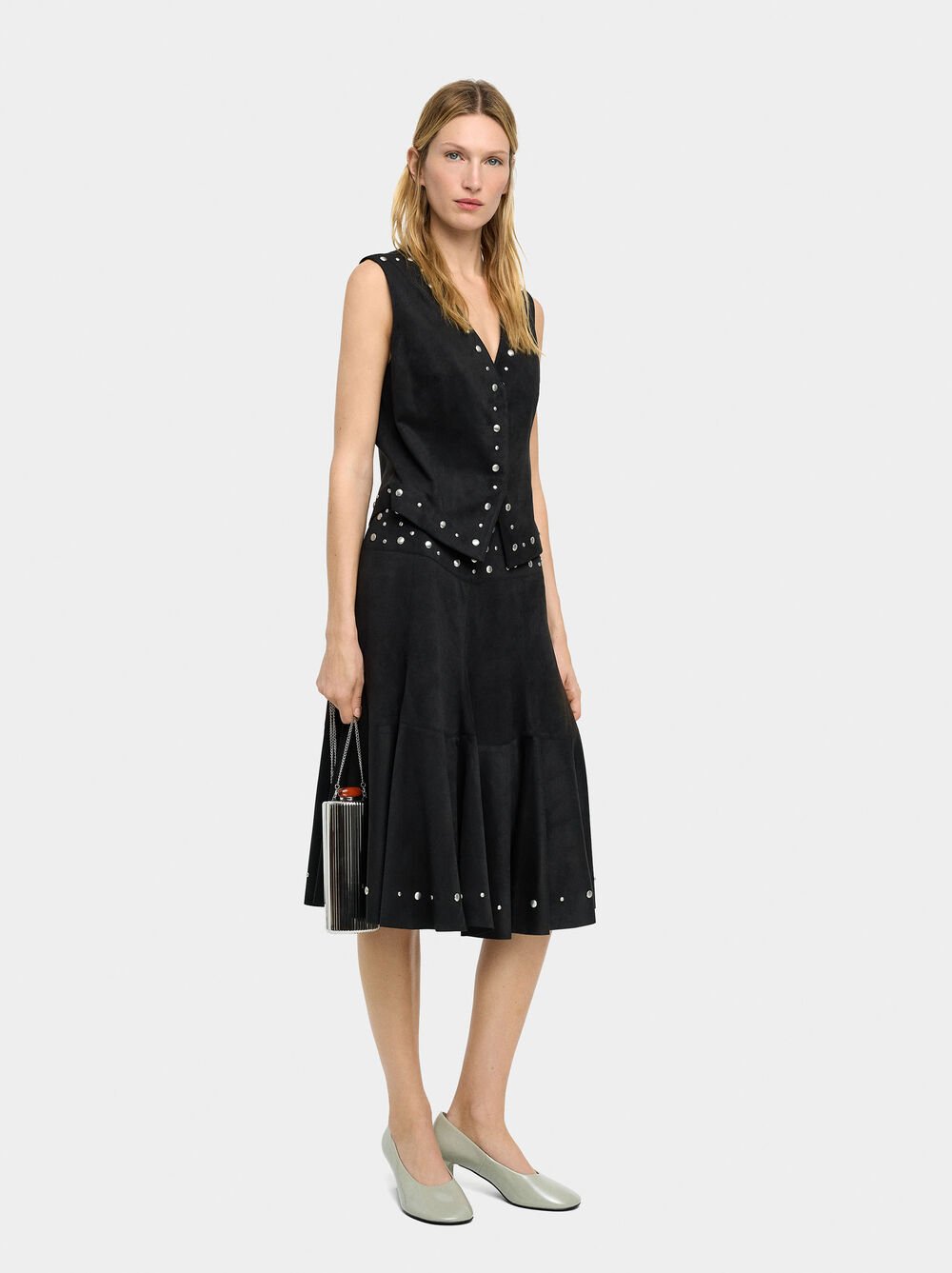 Midi skirt with studs