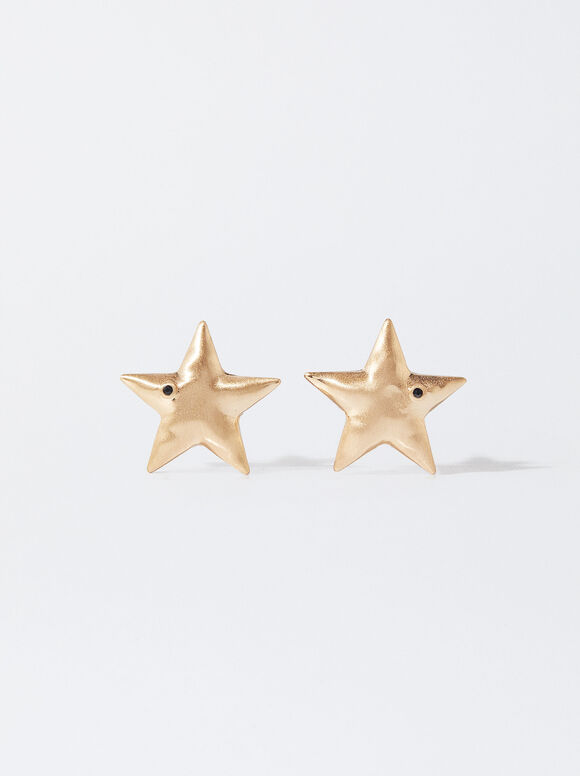 Star Earrings, Golden, hi-res