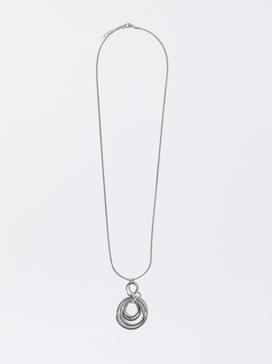 Silver-Plated Necklace With Pendant, Silver, hi-res