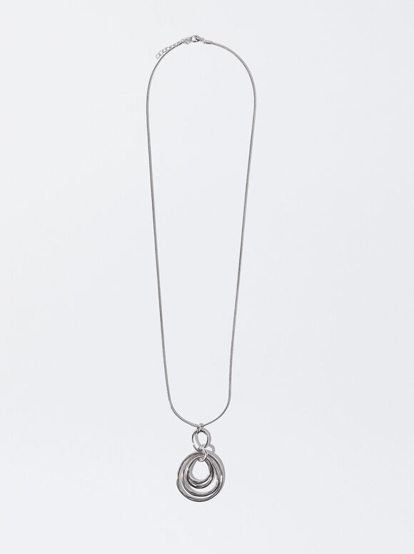 Silver-Plated Necklace With Pendant, Silver, hi-res