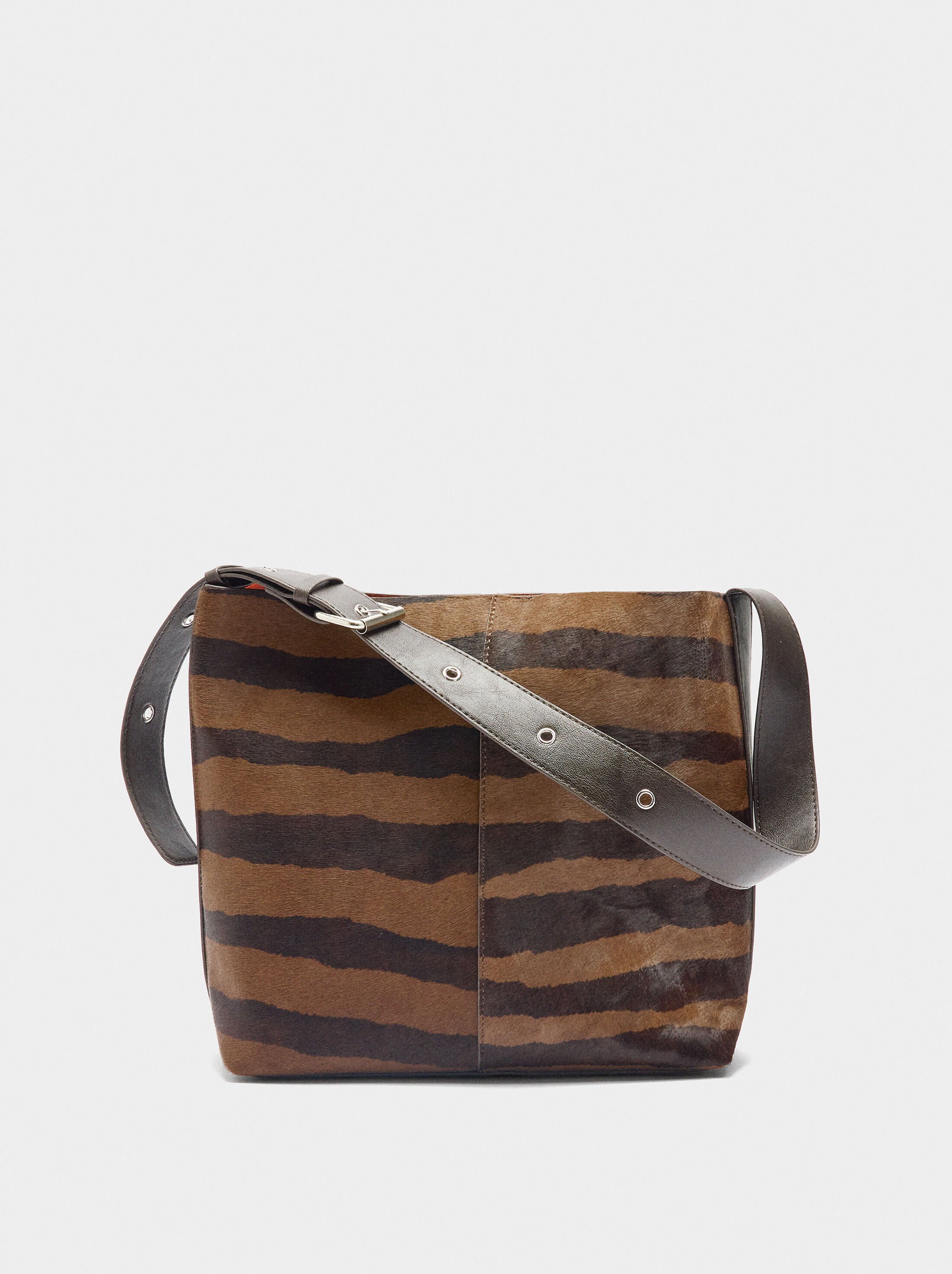 Shoulder bag with animal printed leather image number 0.0