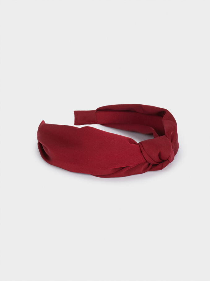 Wide Headband With Knot, Red, hi-res