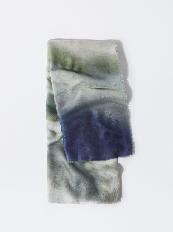 Printed Scarf, Multicolor, hi-res