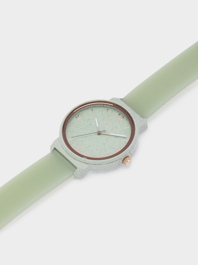 Watch With Silicone Wristband, Green, hi-res
