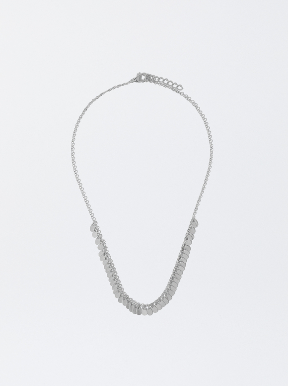 Silver-Plated Necklace With Medallions, Silver, hi-res