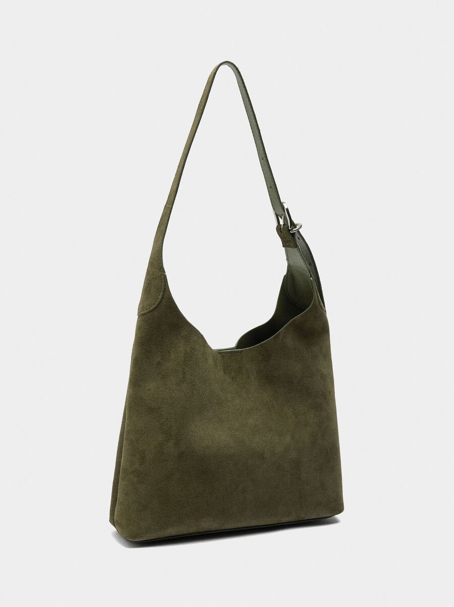 Suede leather shoulder bag