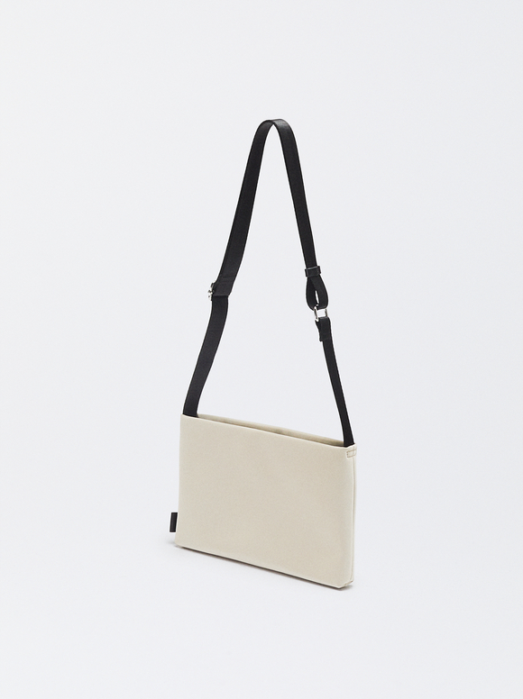 Crossbody Bag With Outer Pocket, Ecru, hi-res