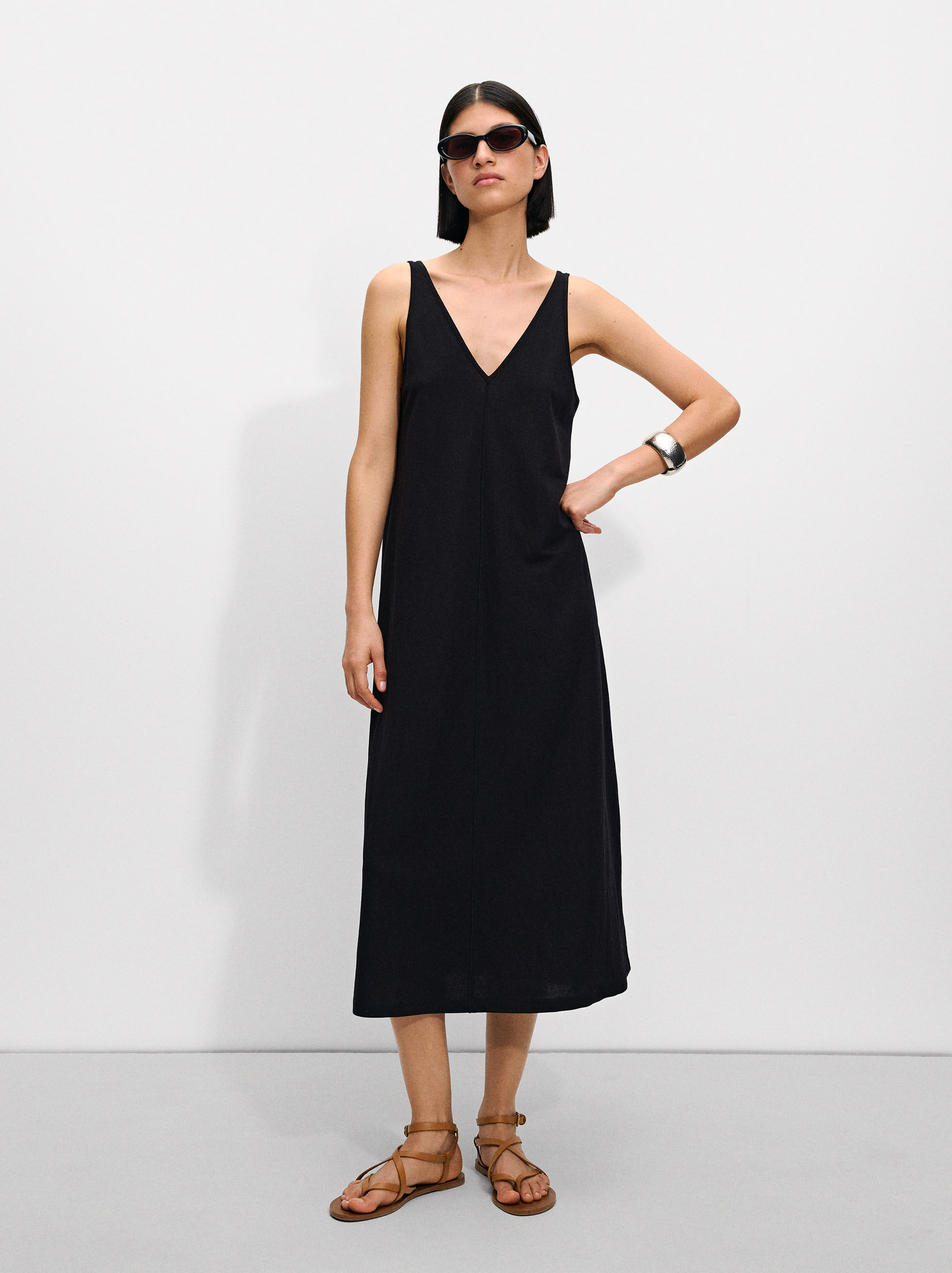 Robe col v fluide on sale
