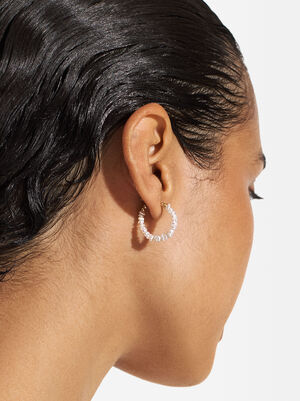 Hoop Earrings With Freshwater Pearl - Sterling Silver 925