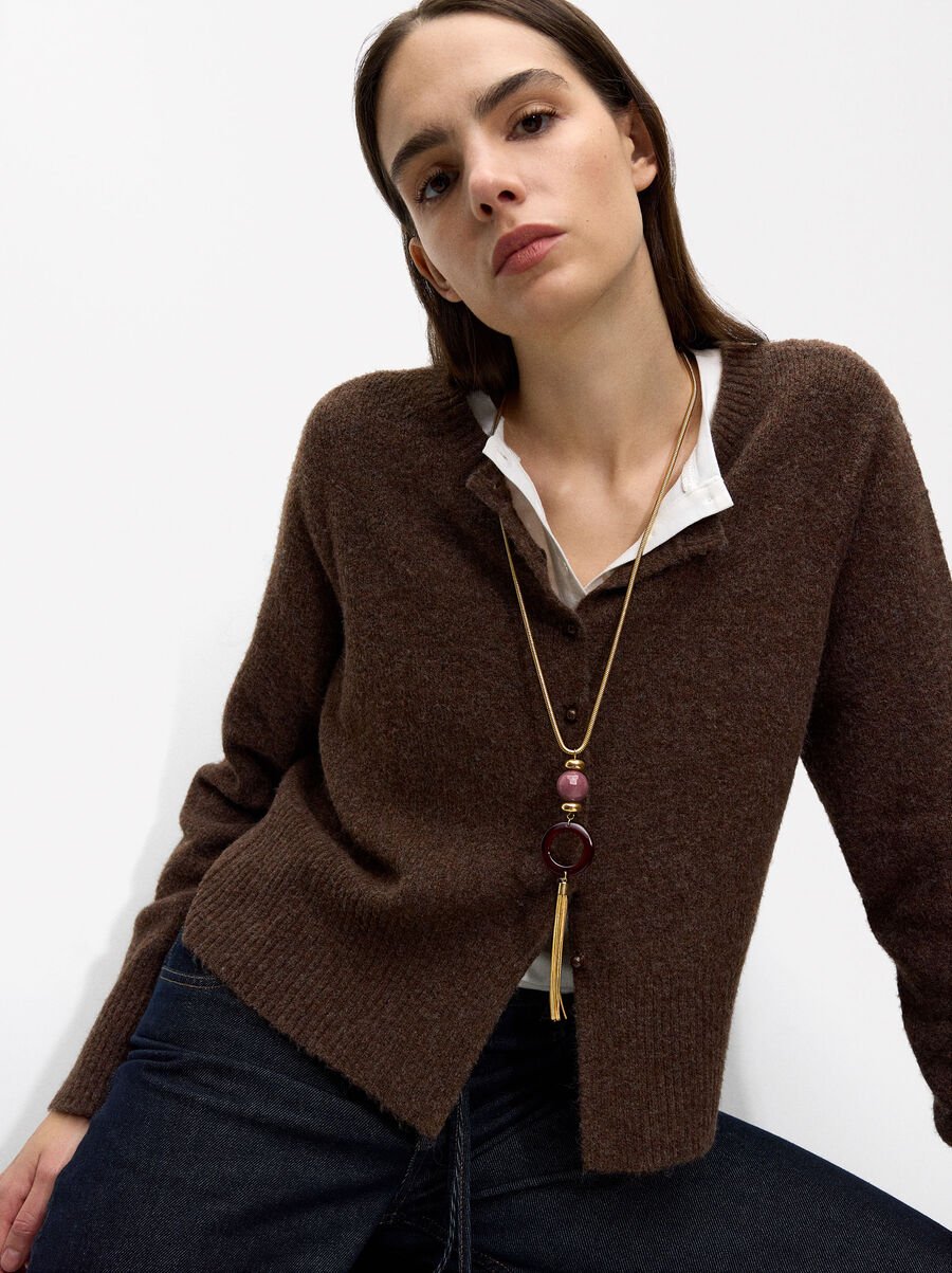Long necklace with stone pendant
