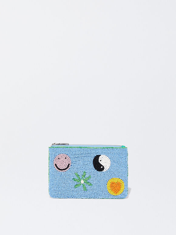 Purse With Beads, Blue, hi-res