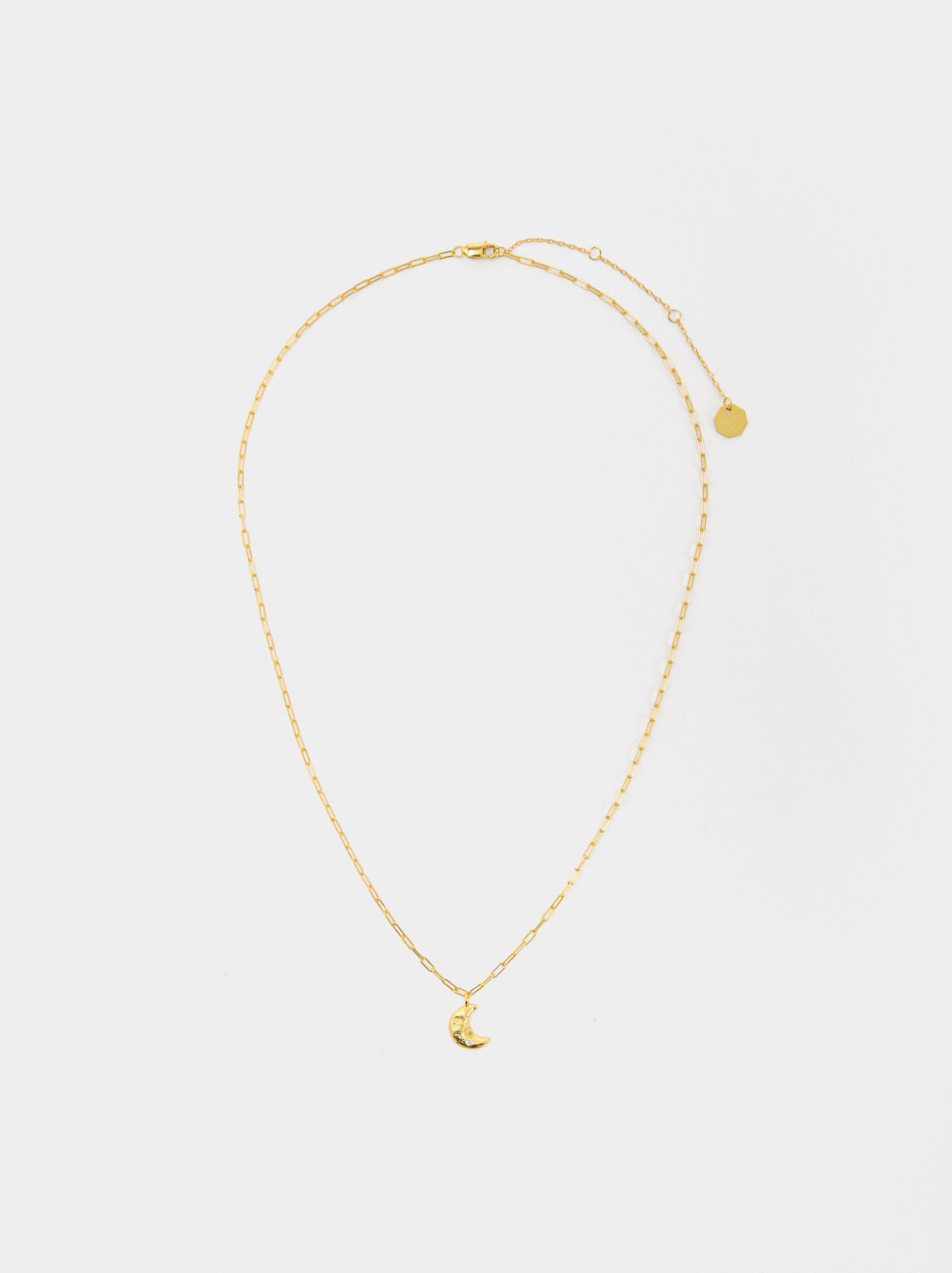 Moon necklace with zirconia - 925 sterling silver image number 1.0