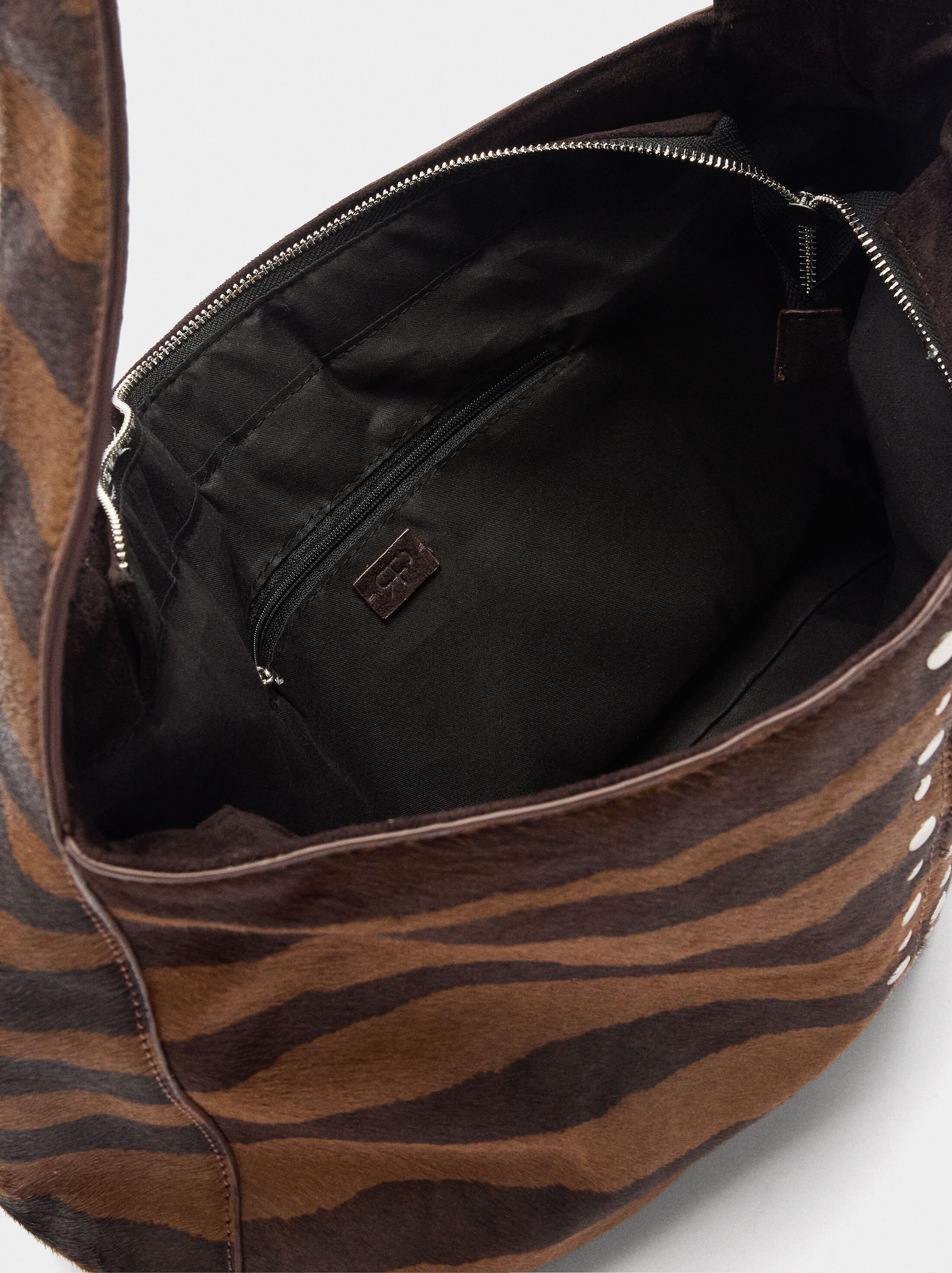 Leather handbag with studs image number 3.0