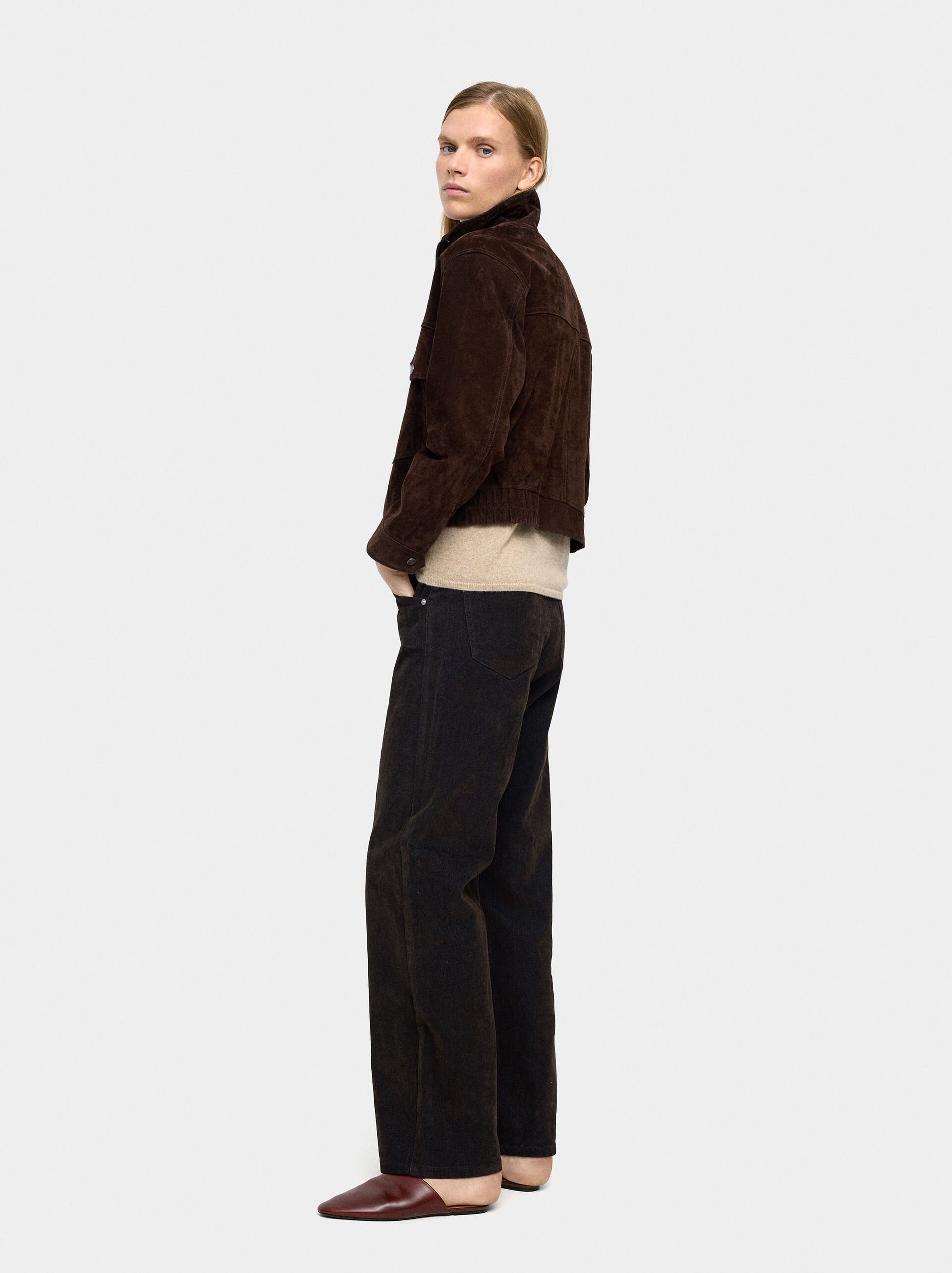 Pantalon en denim effet velours image number 2.0