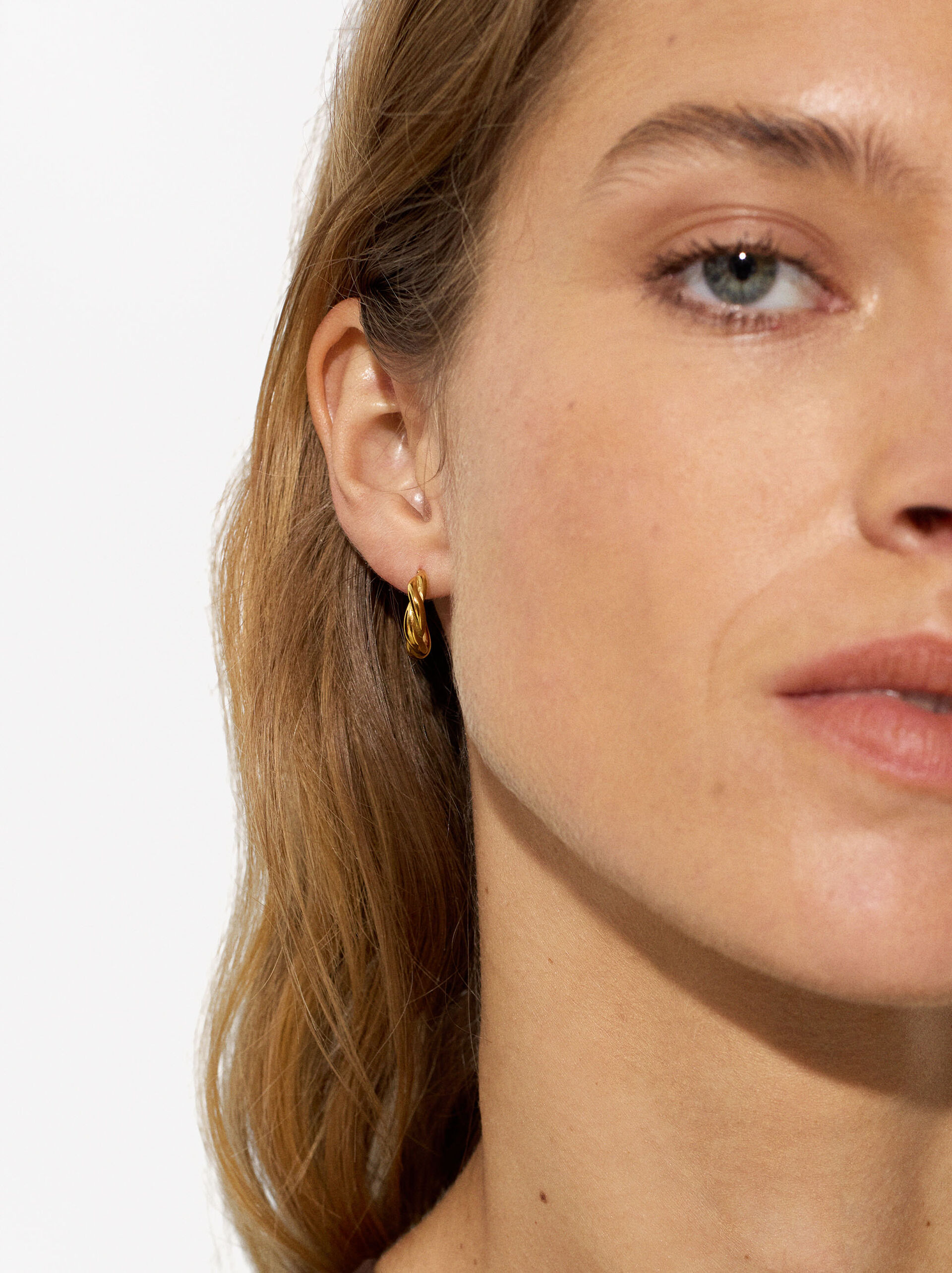 Golden hoop earrings - Stainless steel  image number 1.0