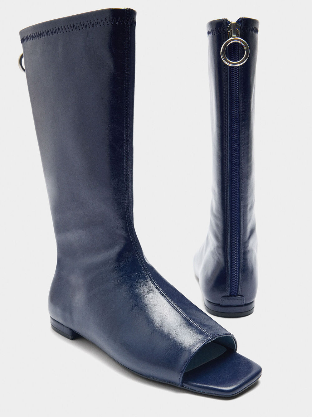 Stiefeletten aus Leder mit offener Spitze