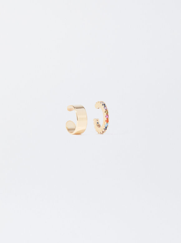Set Of Ear Cuffs With Cubic Zirconia, Multicolor, hi-res