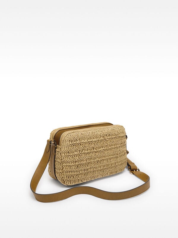 Crossbody bag with straw effect