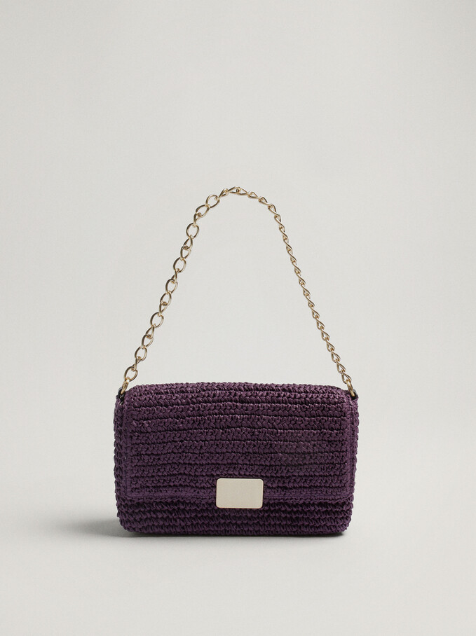 Braided Bag With Chain, Brown, hi-res