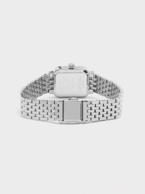 Rectangular watch with stainless steel bracelet