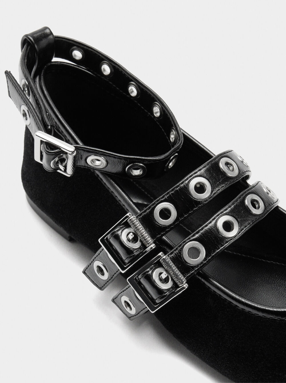 Ballet flats with straps and studs