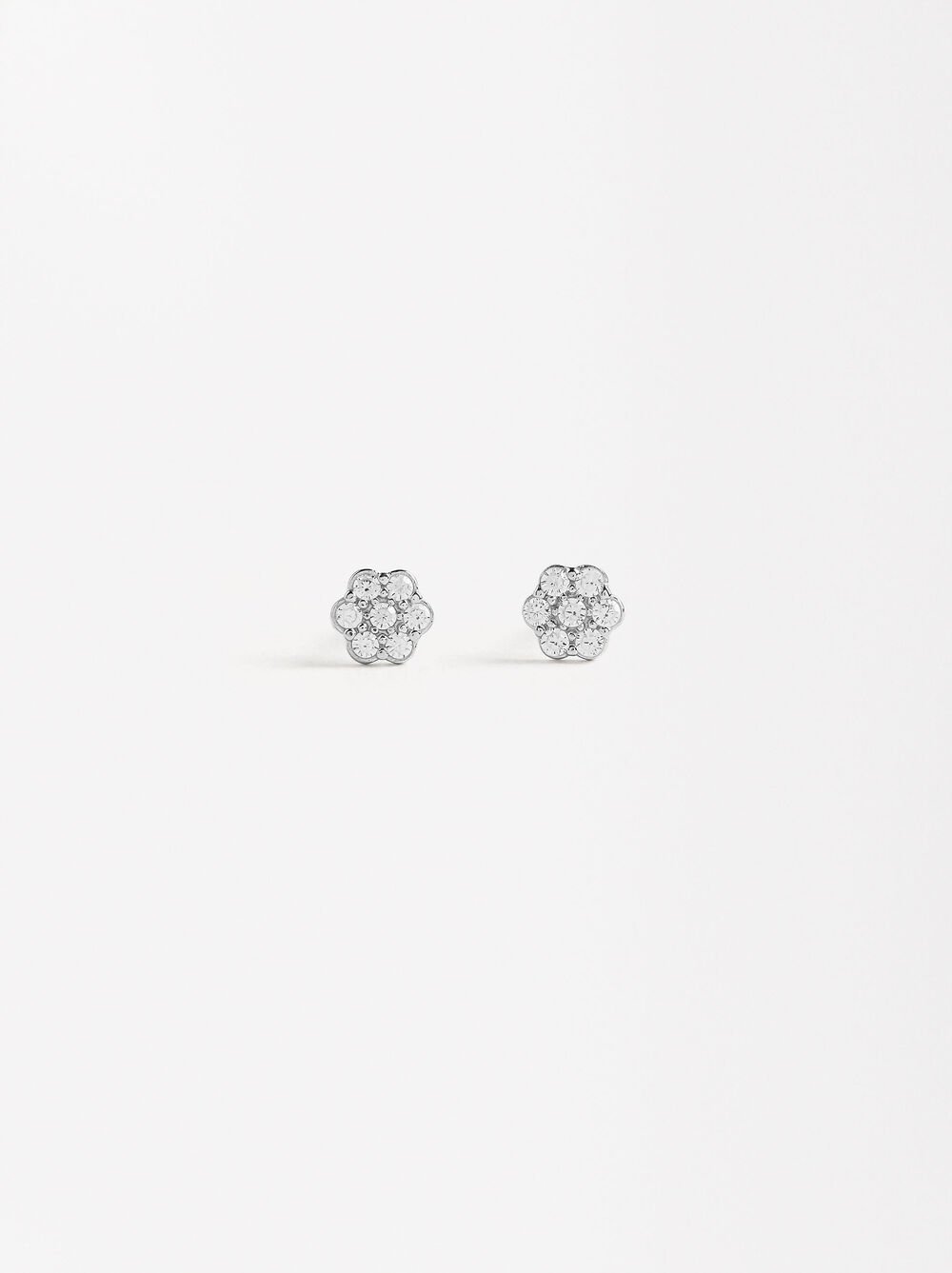 Flower earrings with zirconias - 925 sterling silver
