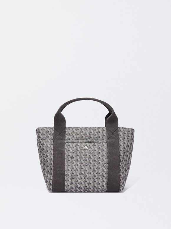 Printed Tote Bag, Grey, hi-res