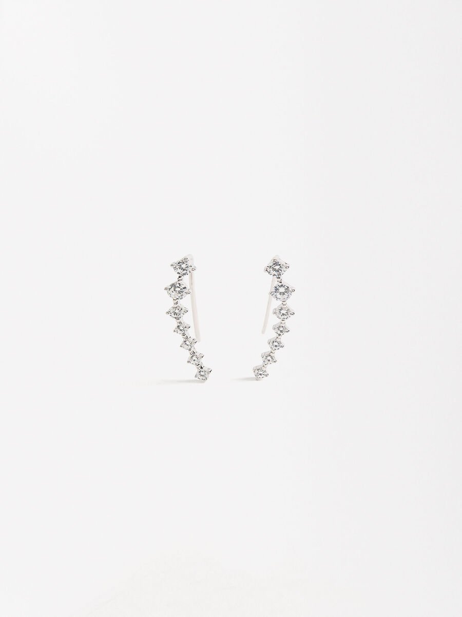 Elongated earrings with zirconias - 925 sterling silver