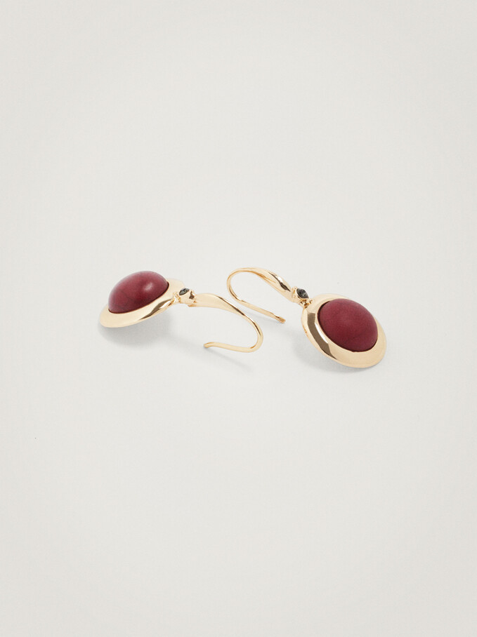 Earrings With  Stone, Bordeaux, hi-res