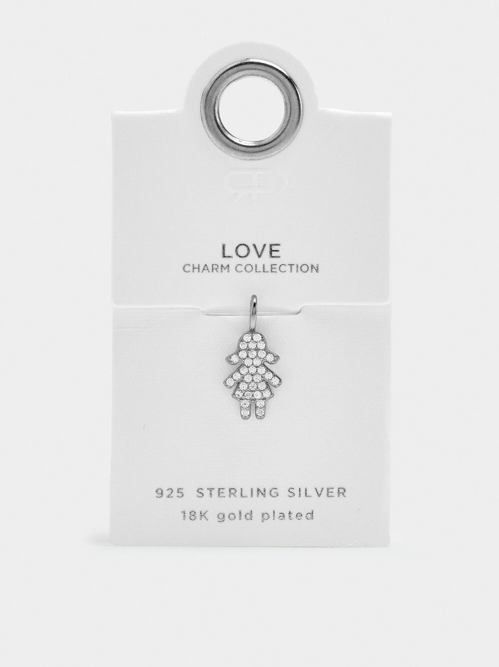 Girl charm with cubic zirconia - 925 sterling silver