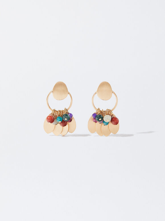 Earrings With Stones, Multicolor, hi-res