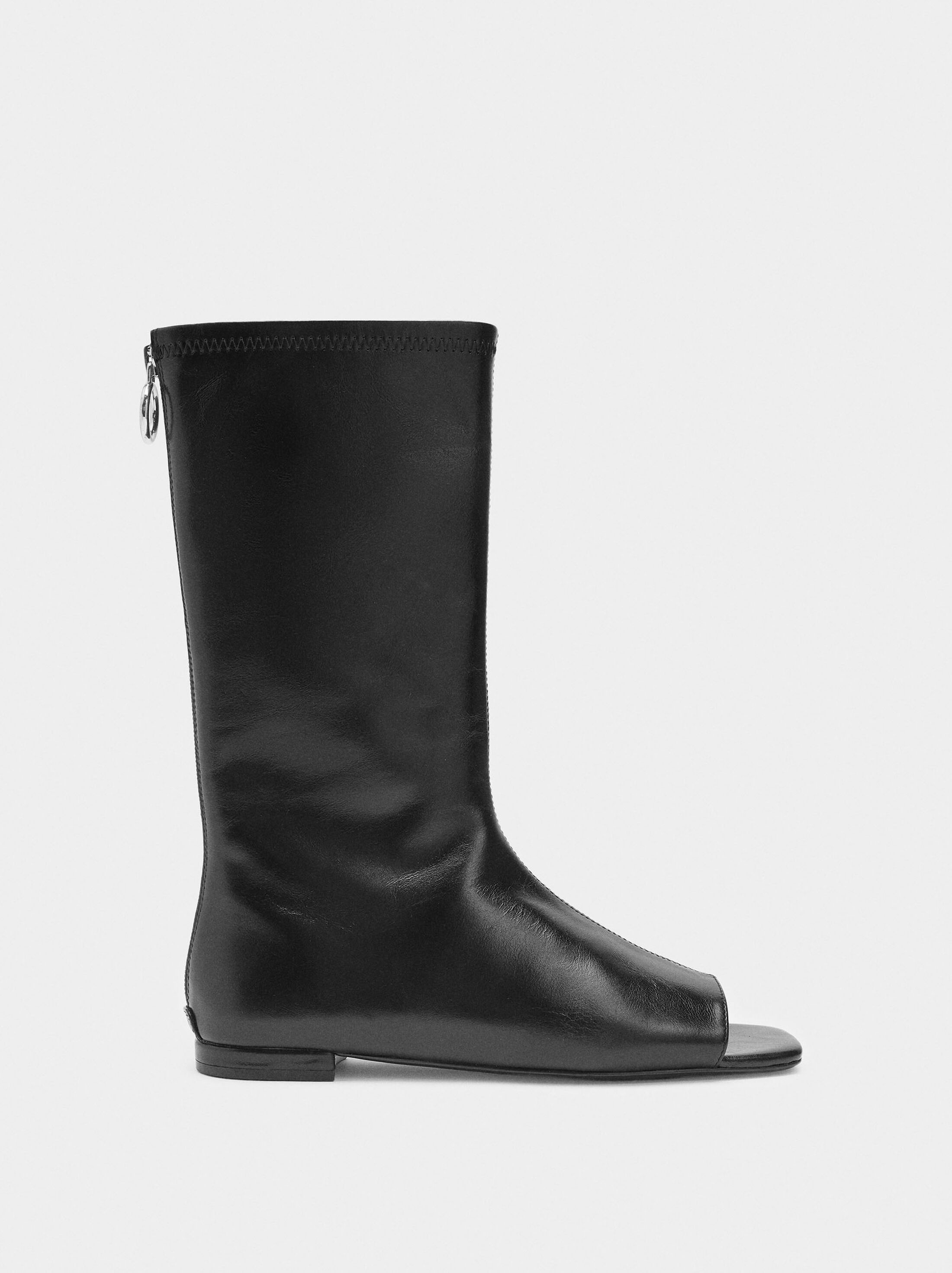 Leather boots with open toe image number 2.0
