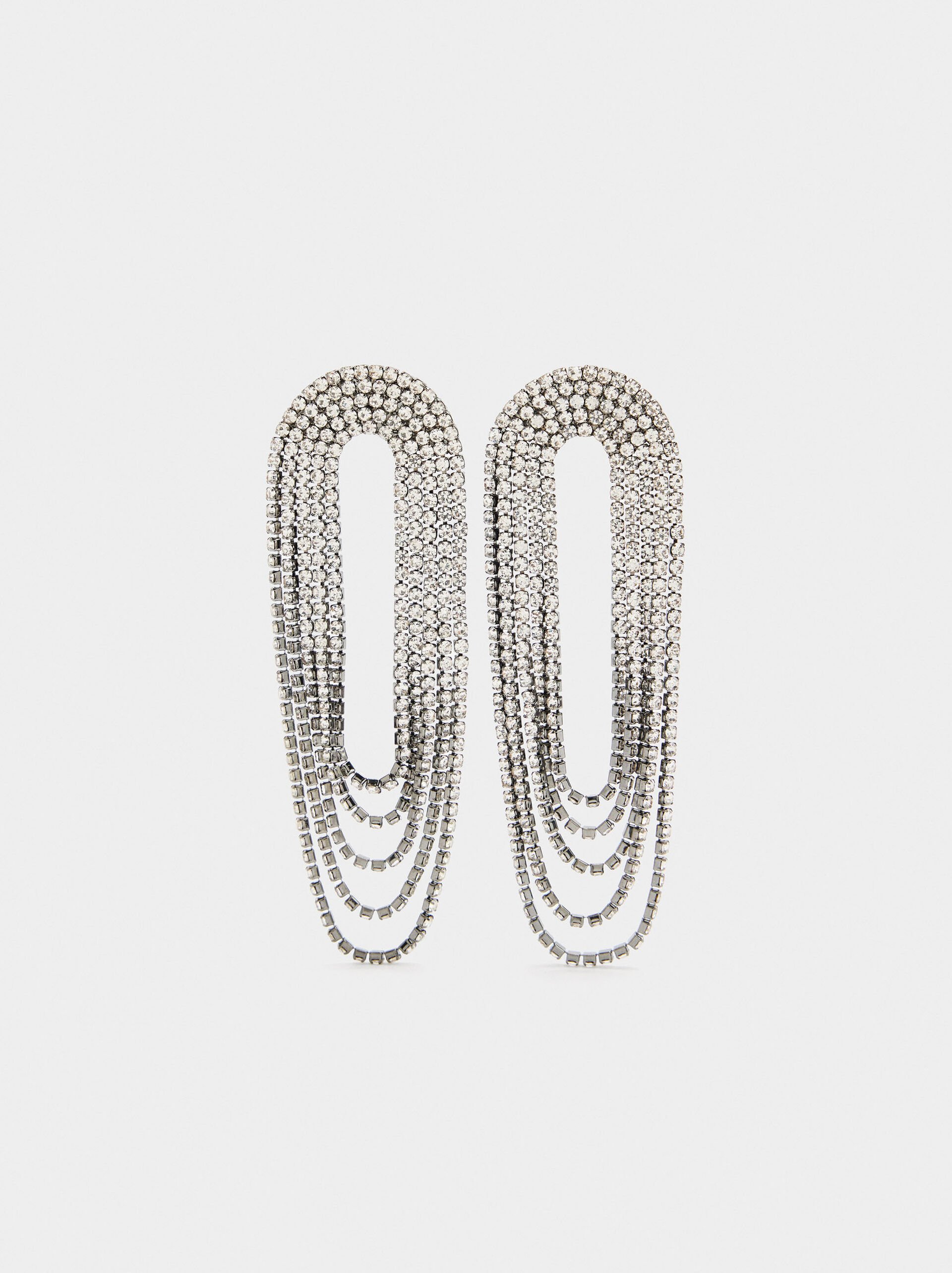 Oval chain earrings with crystals image number 0.0