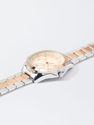 Relógio Com Bracelete De Aço Bicolor image number 1.0