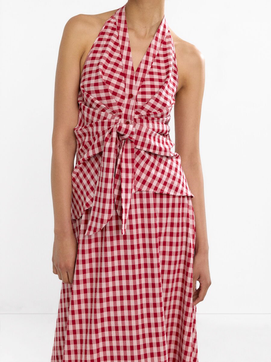 Vichy printed halter top