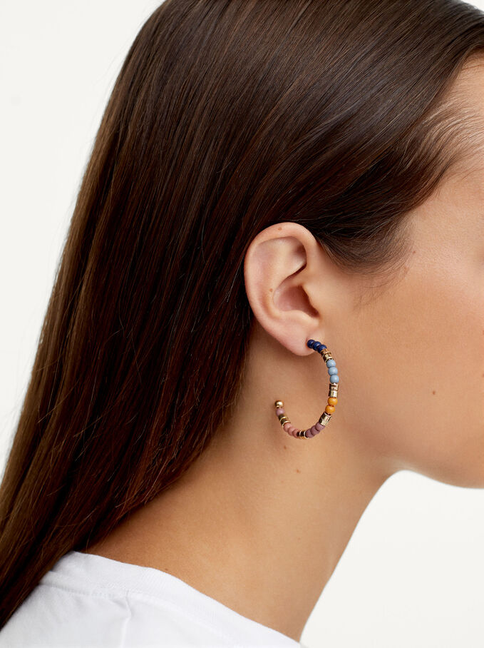 Multicoloured Hoop Earrings, , hi-res