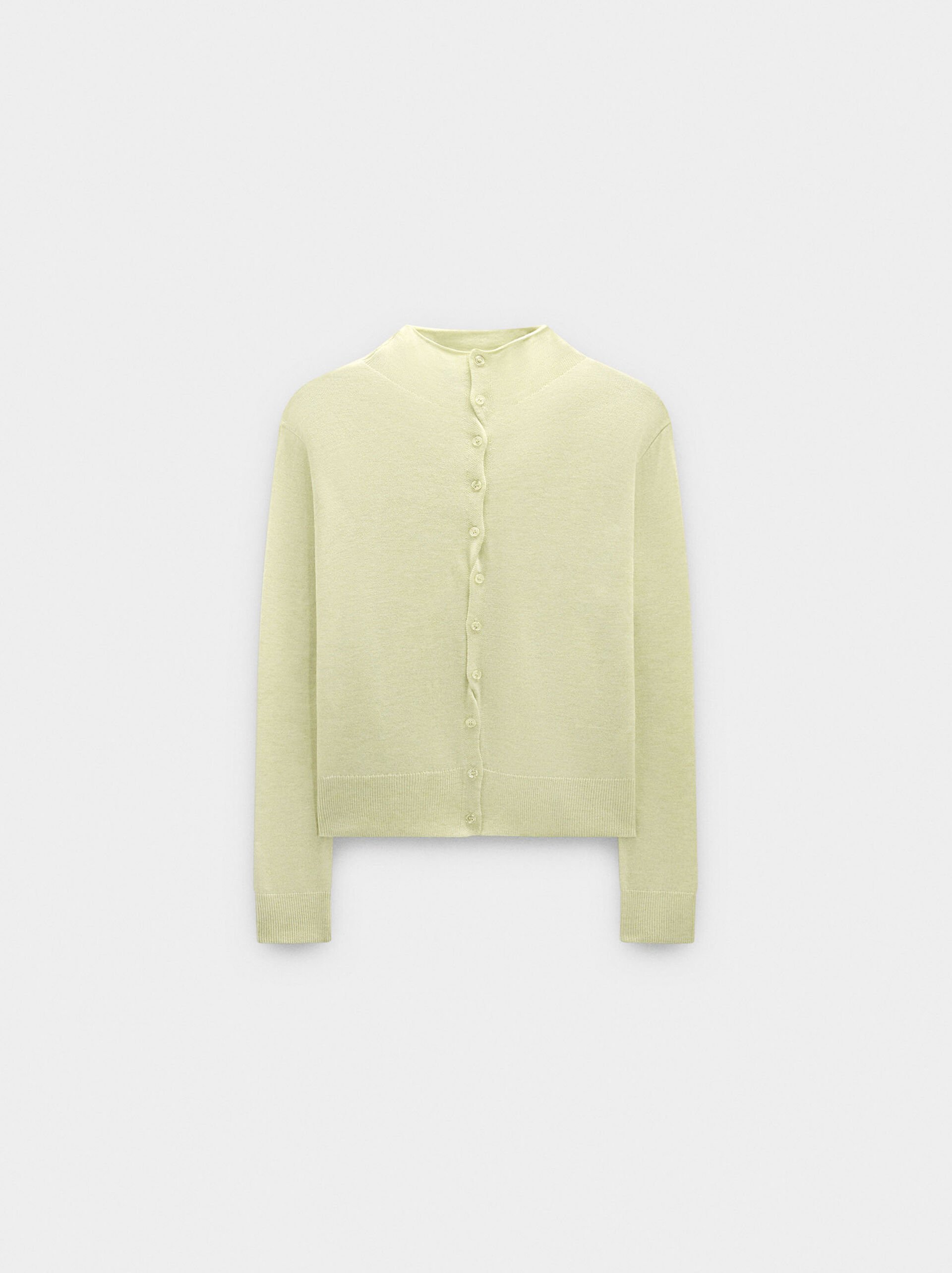 Knit mesh cardigan with high neck image number 5.0