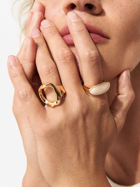 Irregular Gold Ring, Golden, hi-res