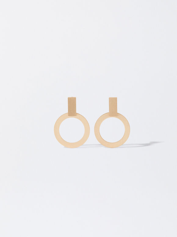 Golden Earrings With Matte Effect, Golden, hi-res