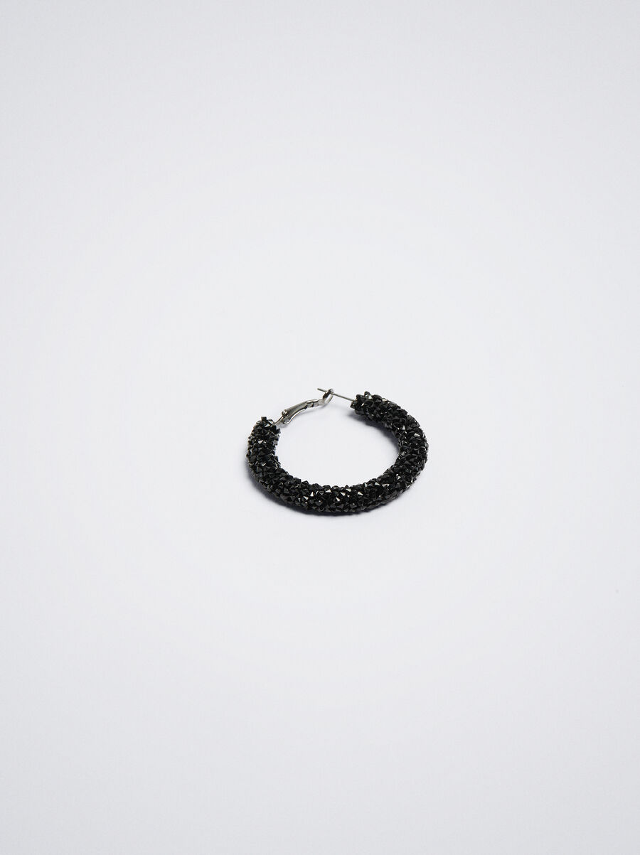 Medium rhinestone hoop earrings