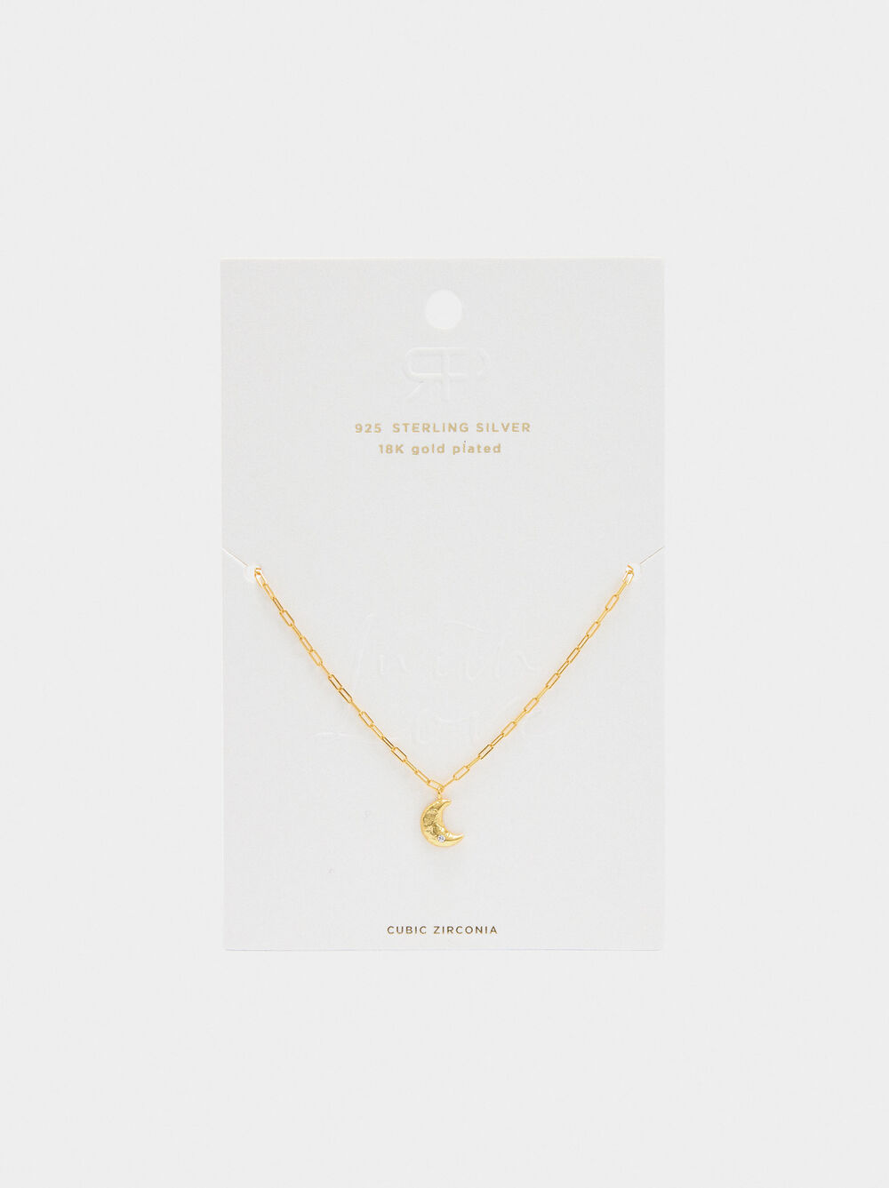 Moon necklace with zirconia - 925 sterling silver