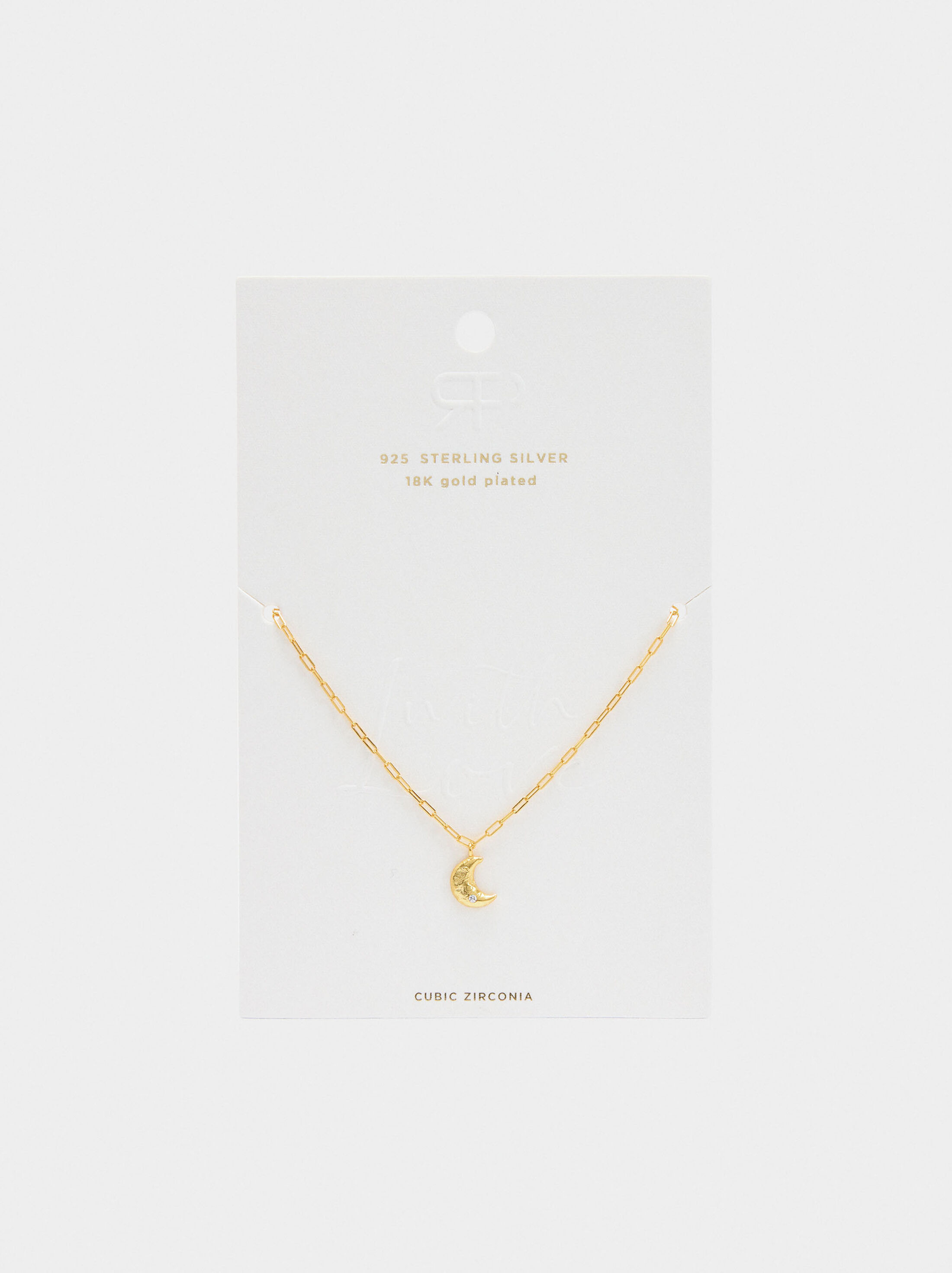 Moon necklace with zirconia - 925 sterling silver image number 3.0