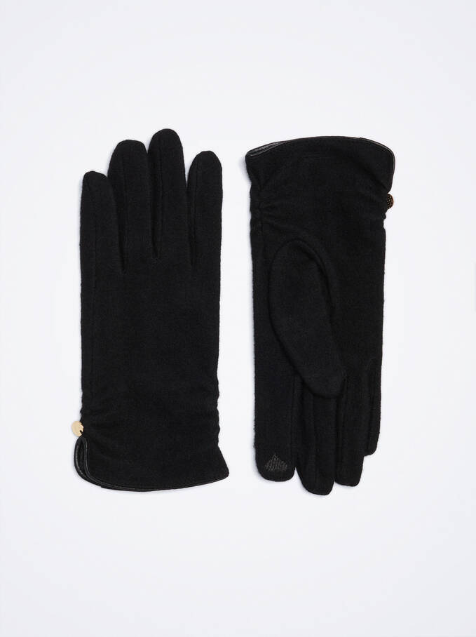 Wełniane Rękawiczki, Czarny, hi-res