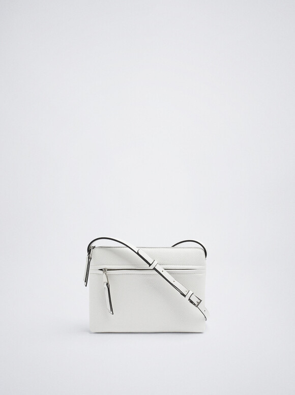Crossbody Bag With Outer Pocket, White, hi-res