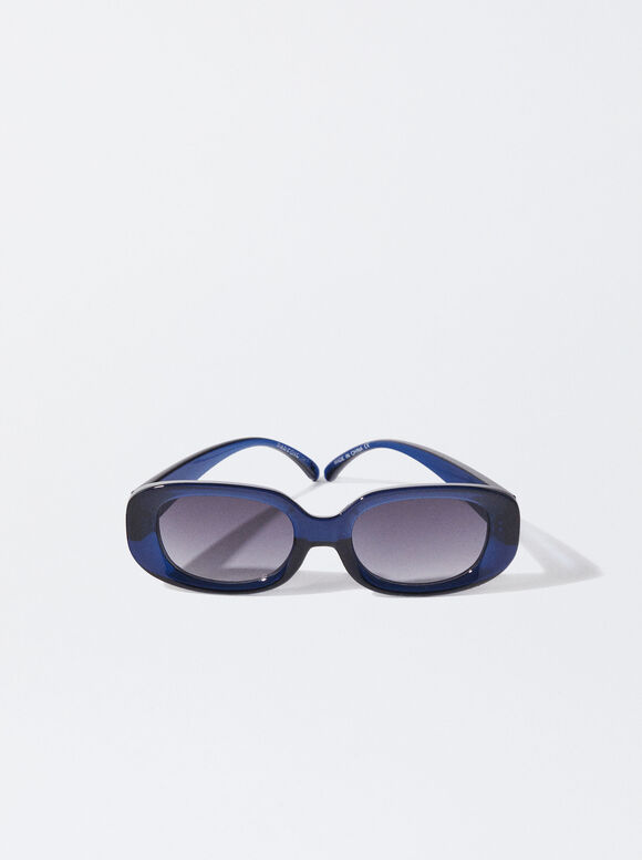 Owalne Okulary Przeciwsłoneczne, Niebieski, hi-res