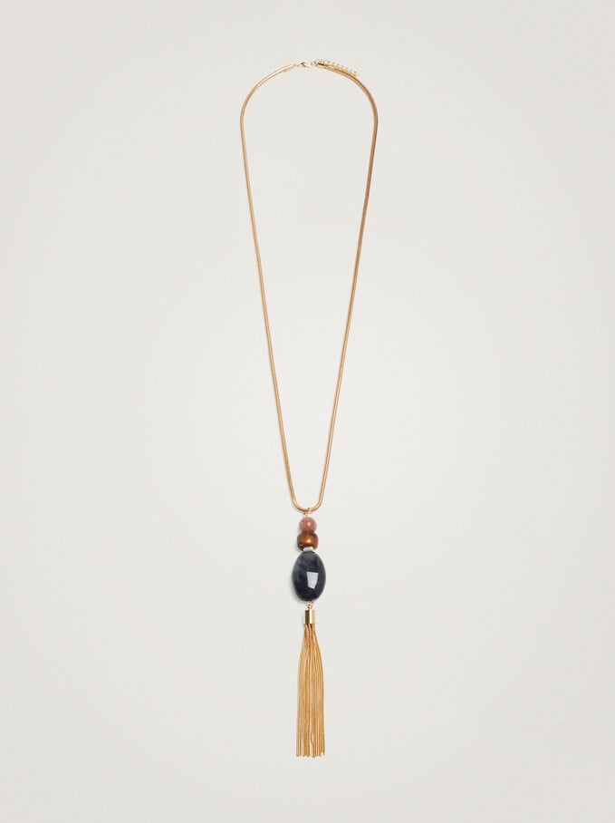 Long Necklace With Stone And Pendant, Multicolor, hi-res